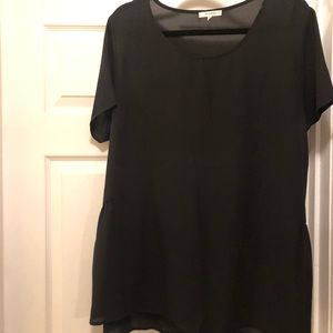 Pleione partial peplum chiffon blouse